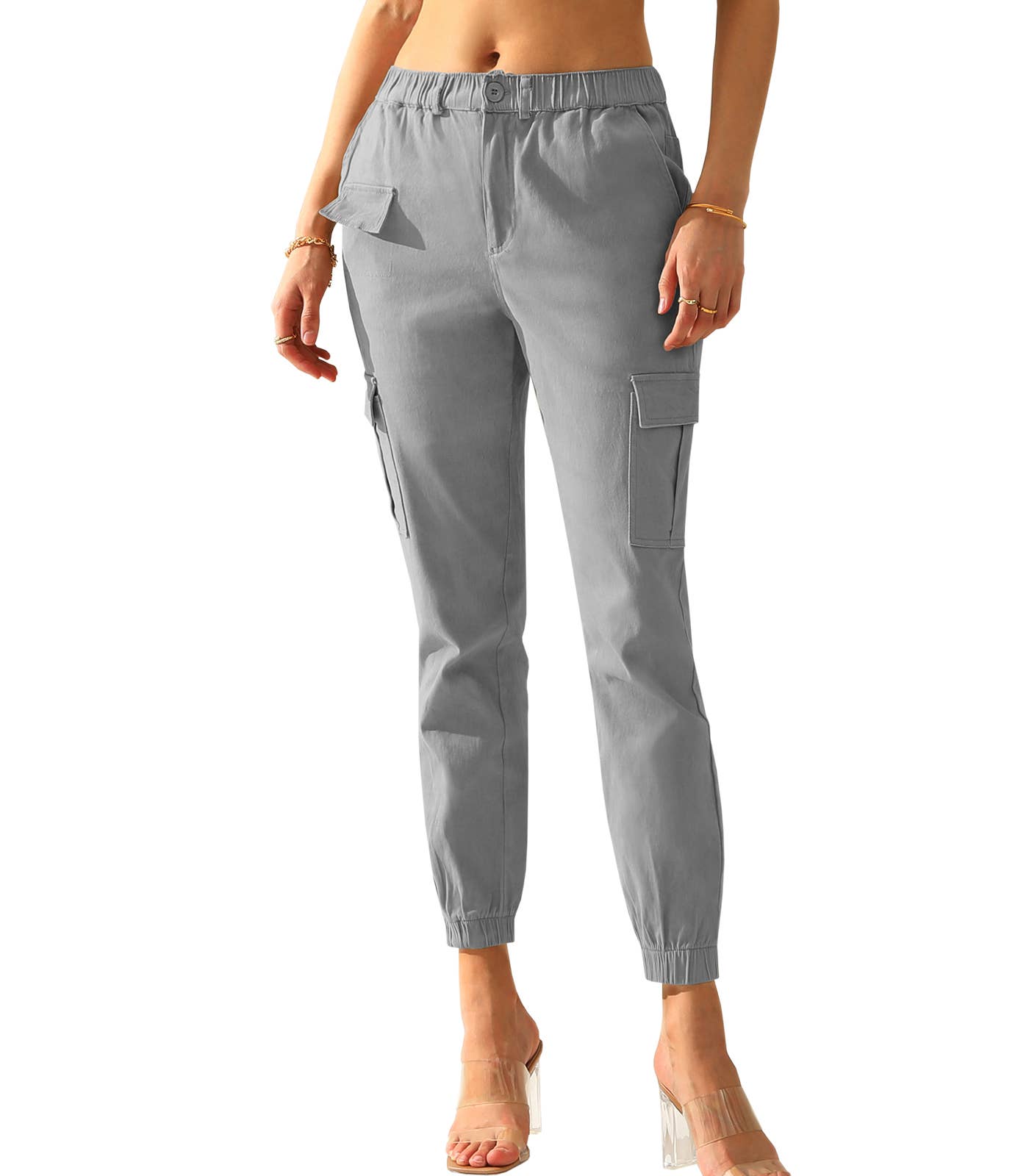 CWBLP400_Elastic Waist Cargo Pants Cotton Cargo Work Pants