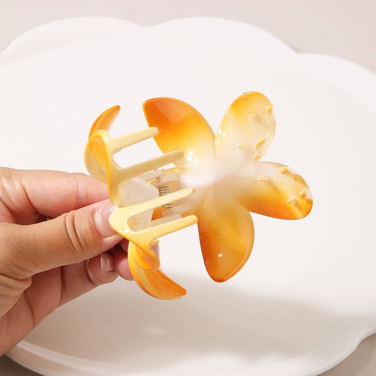 Gradient Flower Hair Claw - Plumeria Beach Clip