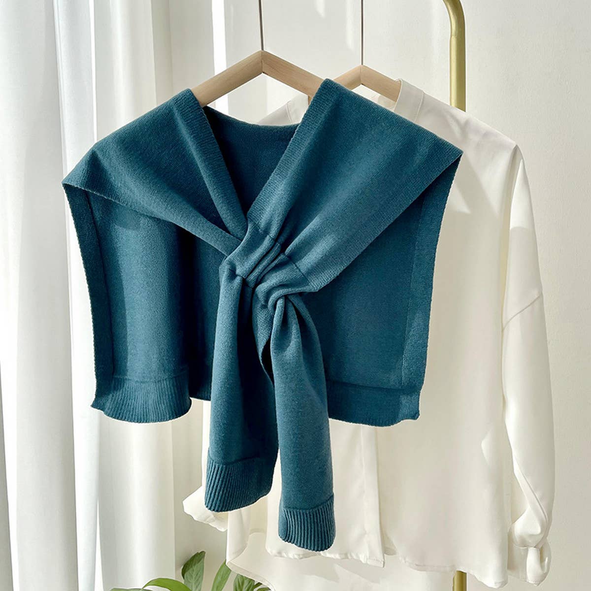 Solid Color Knitted Knotted Shawl??œCasual & Cozy _CWASC0757