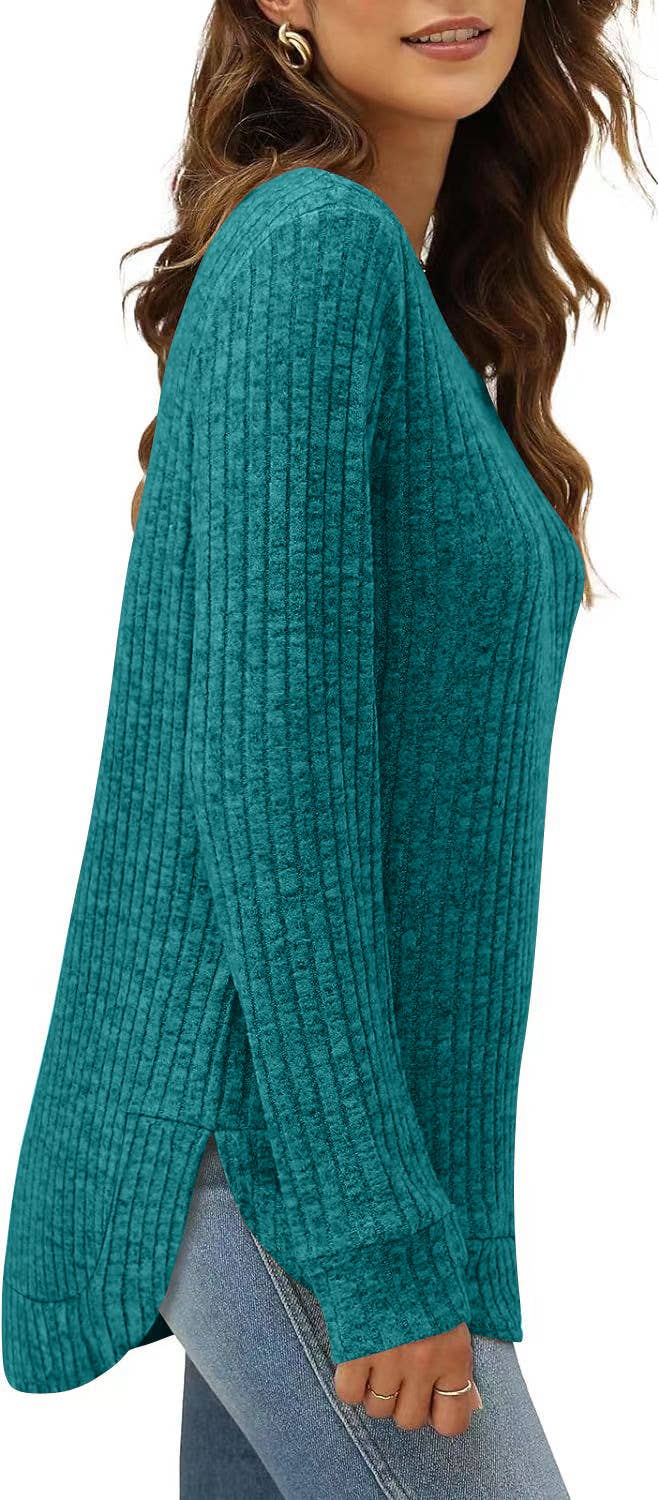 CWTTL1243_Crew Neck Pullover Casual Long Sleeve Top