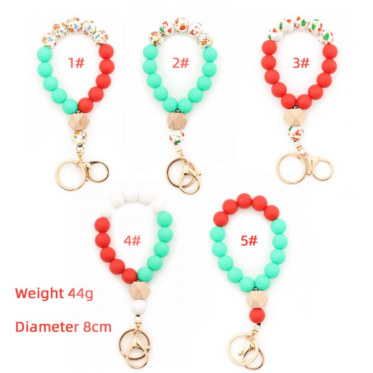 Holiday Silicone Bead Keychain Bracelet Gift