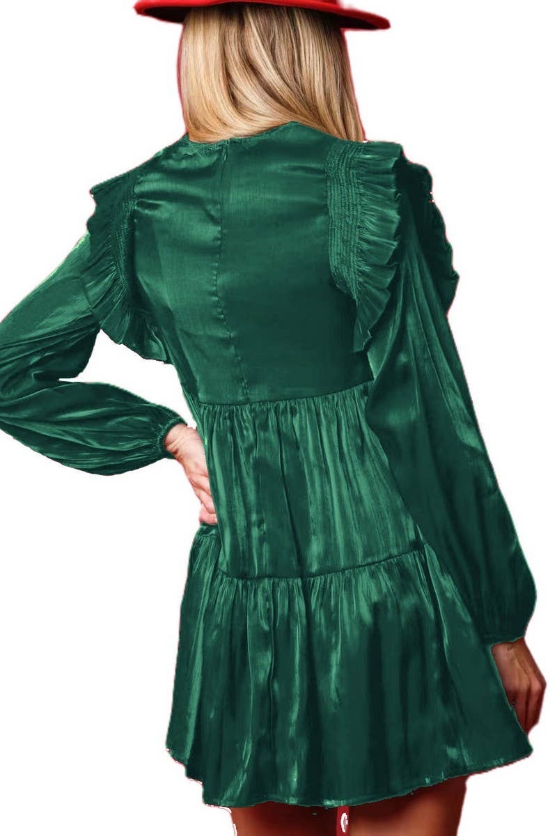 CWDSD10902_SEQUIN SOLDIER EMBROIDERY LONG SLEEVE DRESS