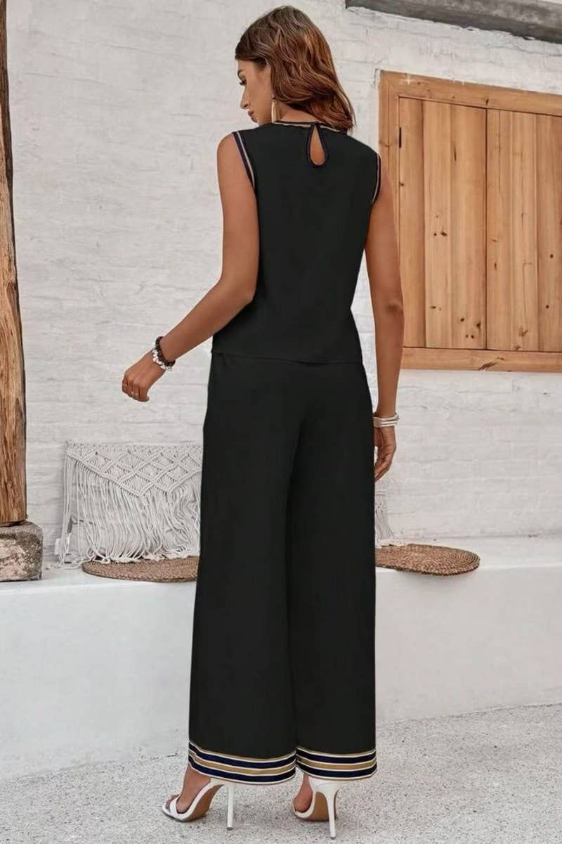 CWSTB2011_SLEEVELESS TANK TOP & WIDE LEG PANTS SET