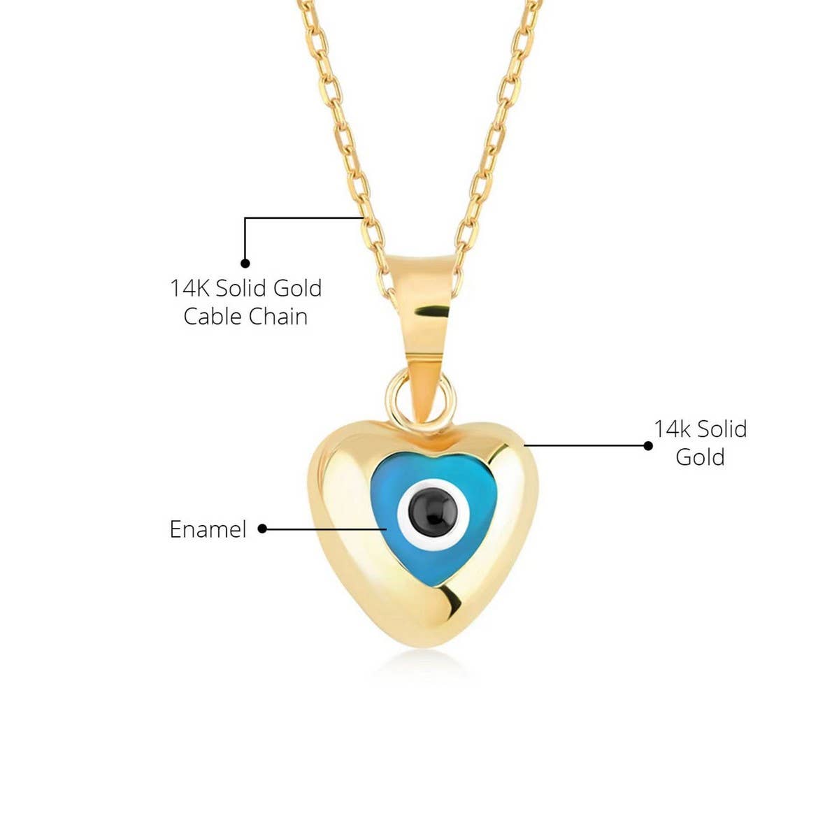 Devil's Eye Zircon Heart Pendant Necklace
