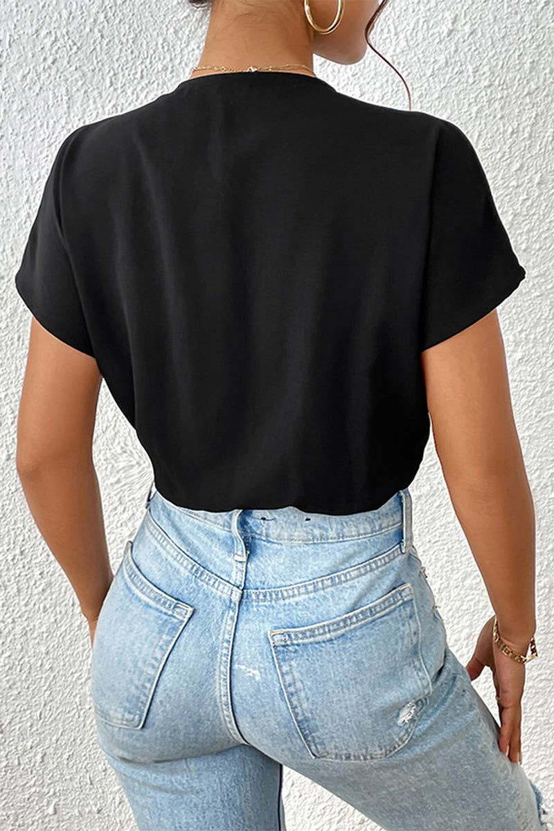 CWSBS0109_Deep V Neck Short Sleeve Bodysuit