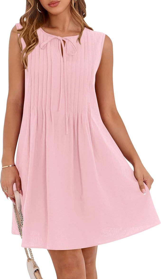 Fashionable short sleeveless vacation dress
