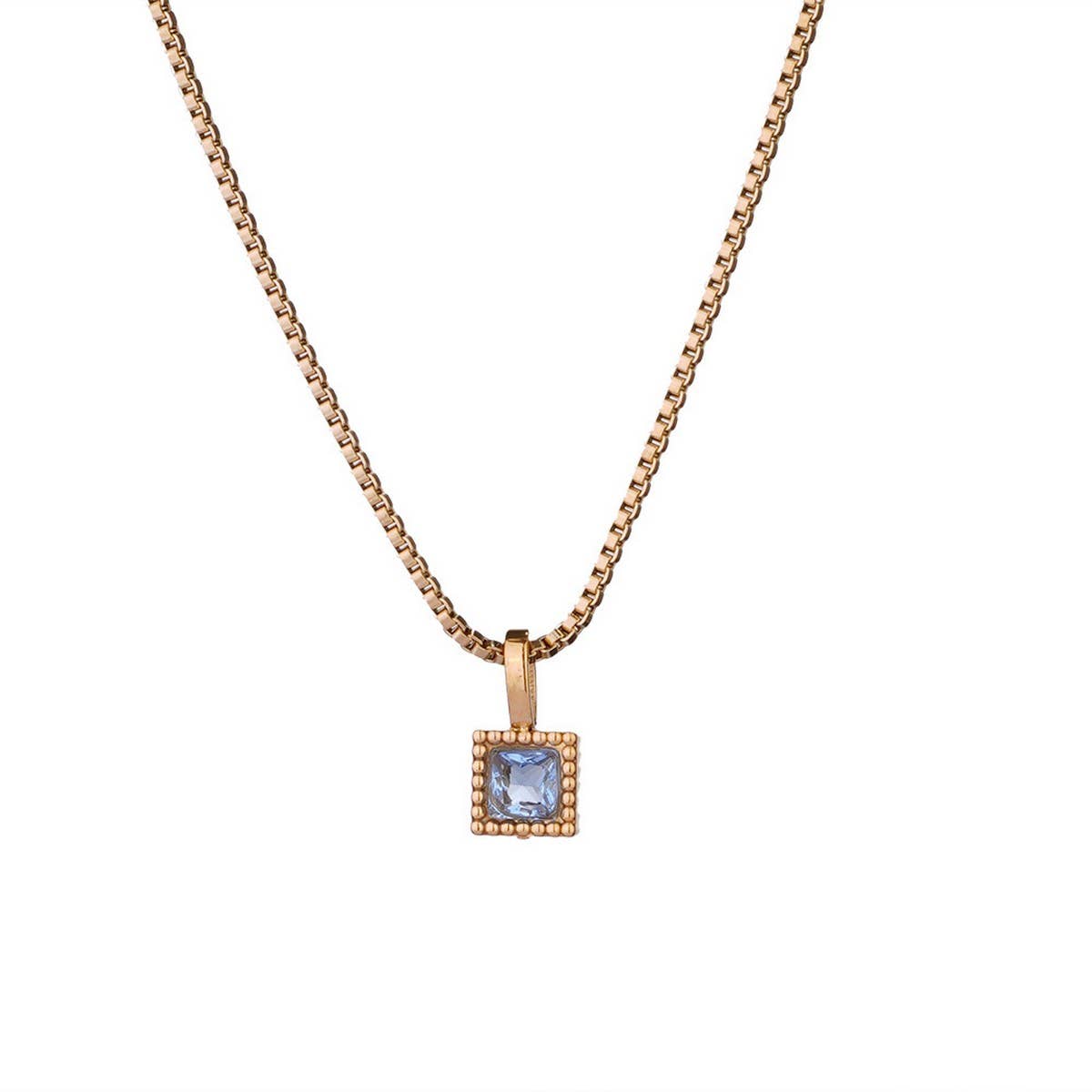 Personalized Steel Monthly Star Stone Necklace_CWMM8844