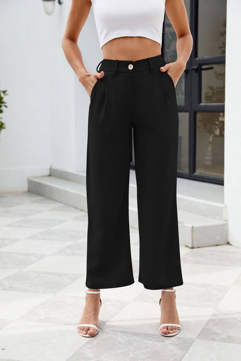 CWBLP1802_WIDE-LEG HIGH WAIST BELT POCKET TROUSERS