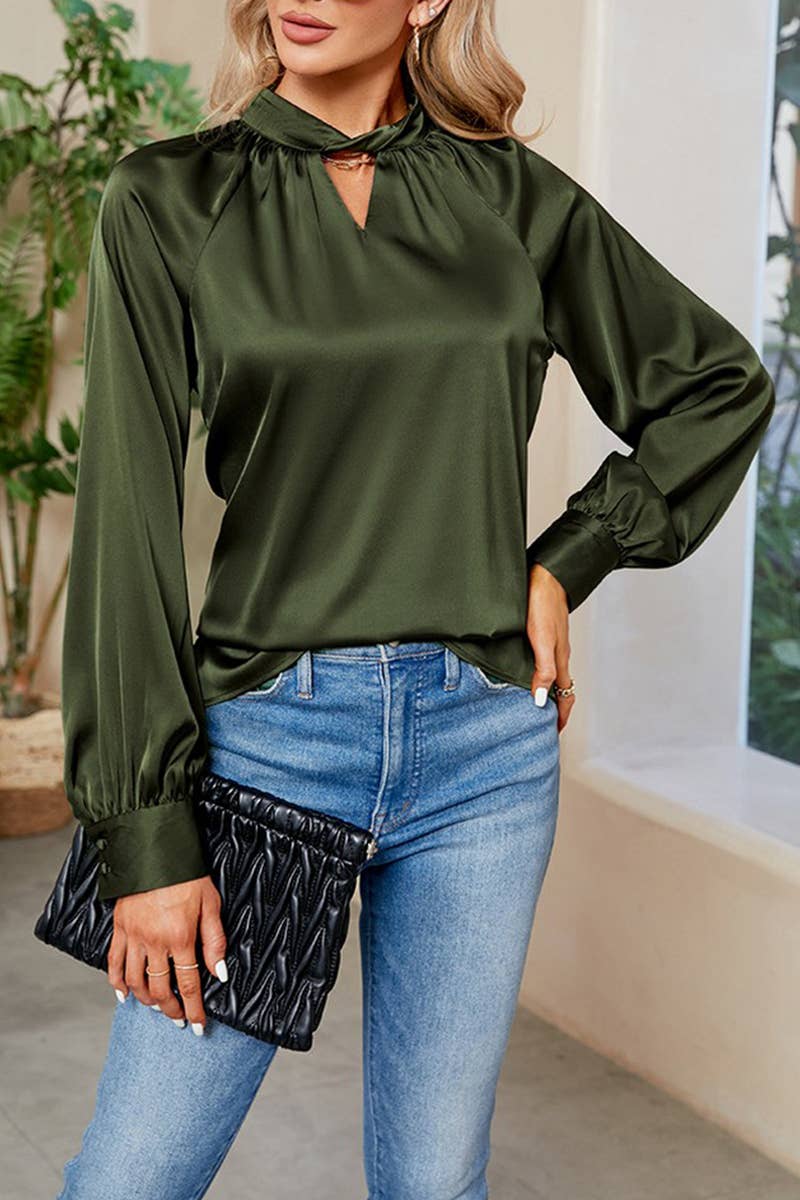 CWTBLL3752_NEW LADIES V-NECK LONG SLEEVE LOOSE SHIRT