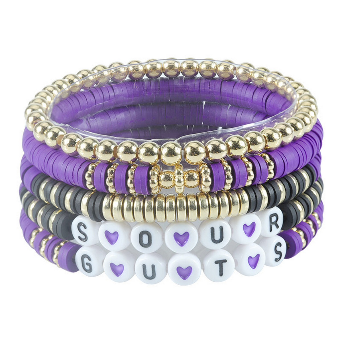 Multilayer Elastic Letter Bead Bracelets Set