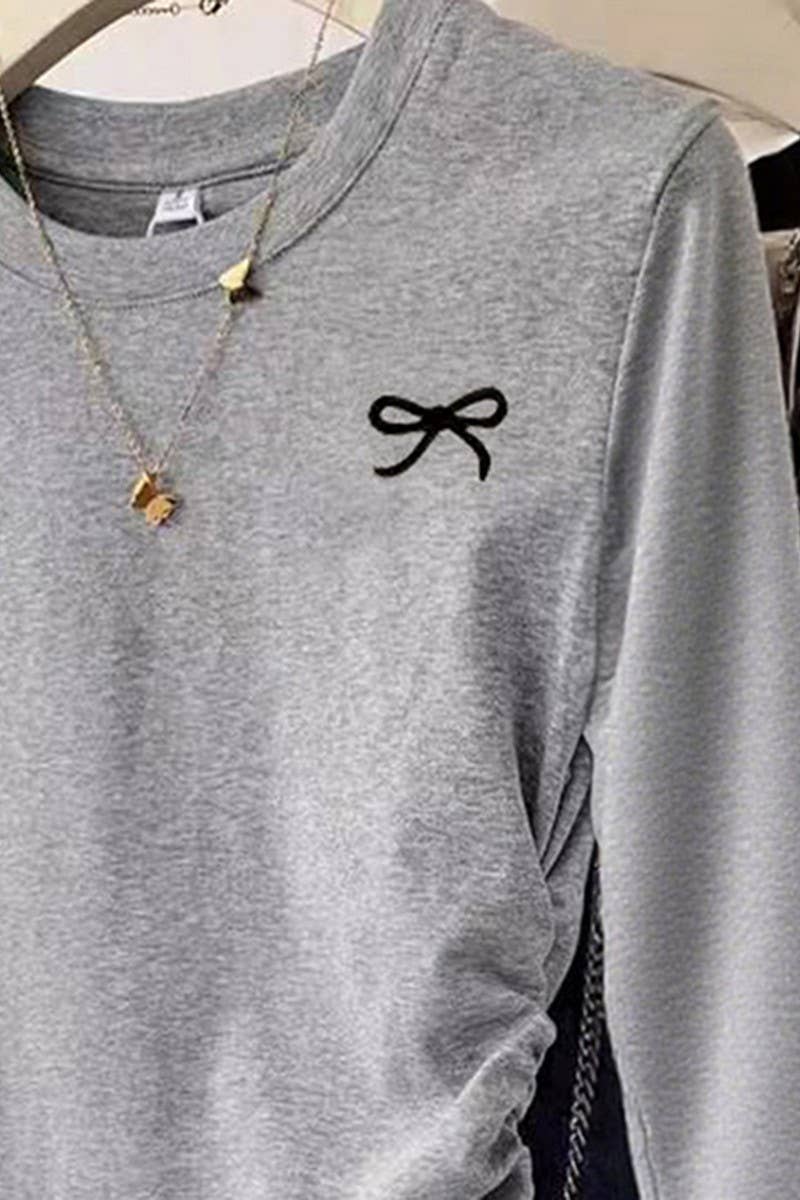 CWTBLL01052_SOLID COLOR LONG-SLEEVED CASUAL BOTTOMING TOP