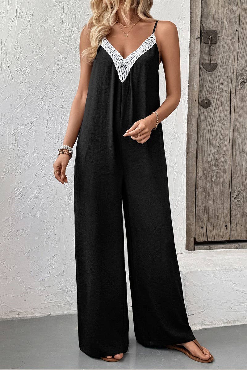 CWSJS1674_LACE-TRIM PATCHWORK CAMI WIDE LEG JUMPSUIT