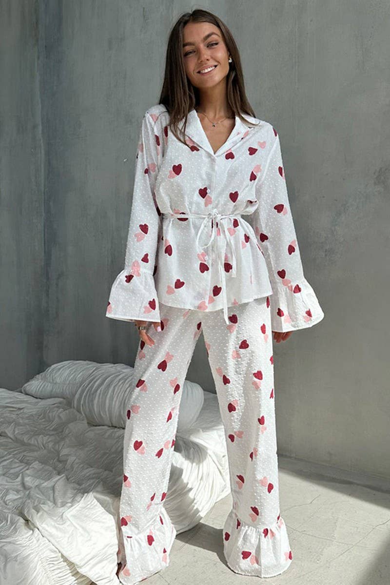 CWSPJ0230_COTTON HEART PRINTED LONG SLEEVE PAJAMA SET
