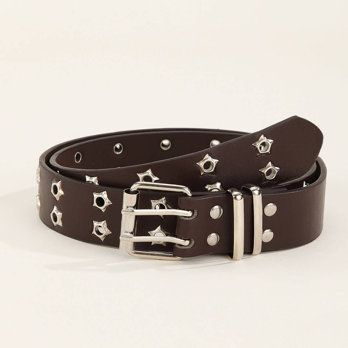 Double-row starry air eye punk style riveted belt