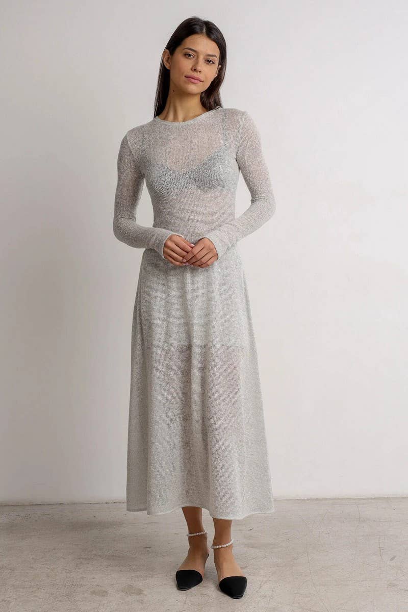 CWSTB1519_SOLID COLOR SEE-THROUGH KNITTED LONG-SLEEVED SUIT