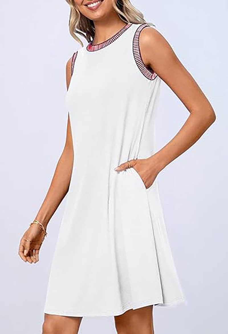 CREW-NECK LOOSE CASUAL SLEEVELESS MINI DRESS