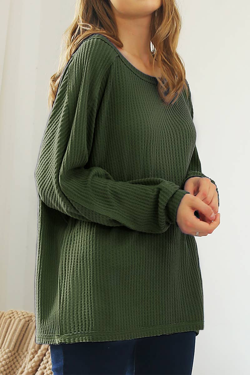 CWTTL1094_RAW DETAILED LOOSE FIT SOFT SWEATER KNIT TOP