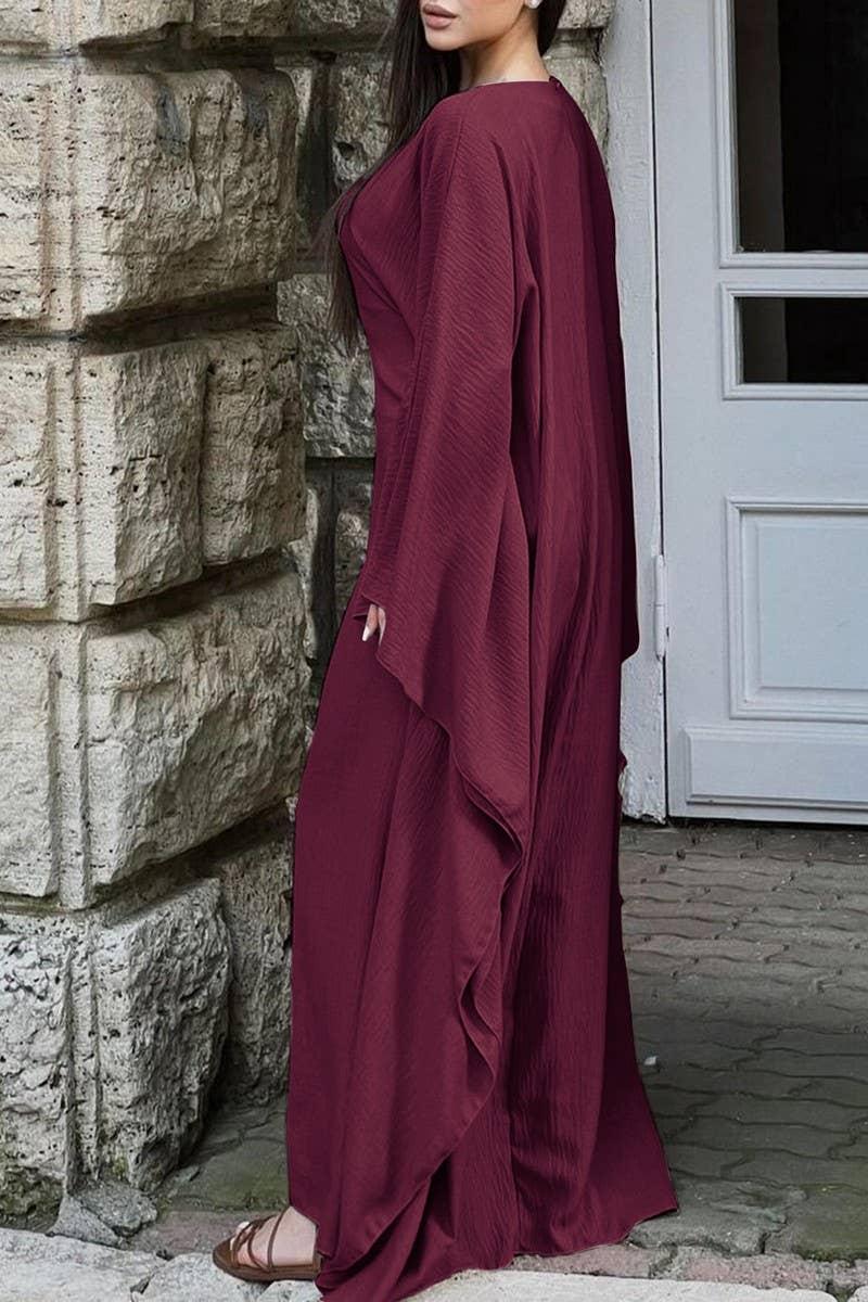 CWDMD01186_ELEGANT SOLID LONG SLEEVE EVENING DRESS