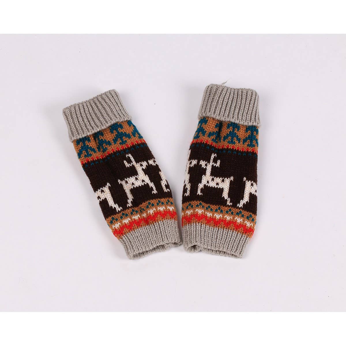 CWAG0083_Christmas Fawn Knitted Half Finger Gloves