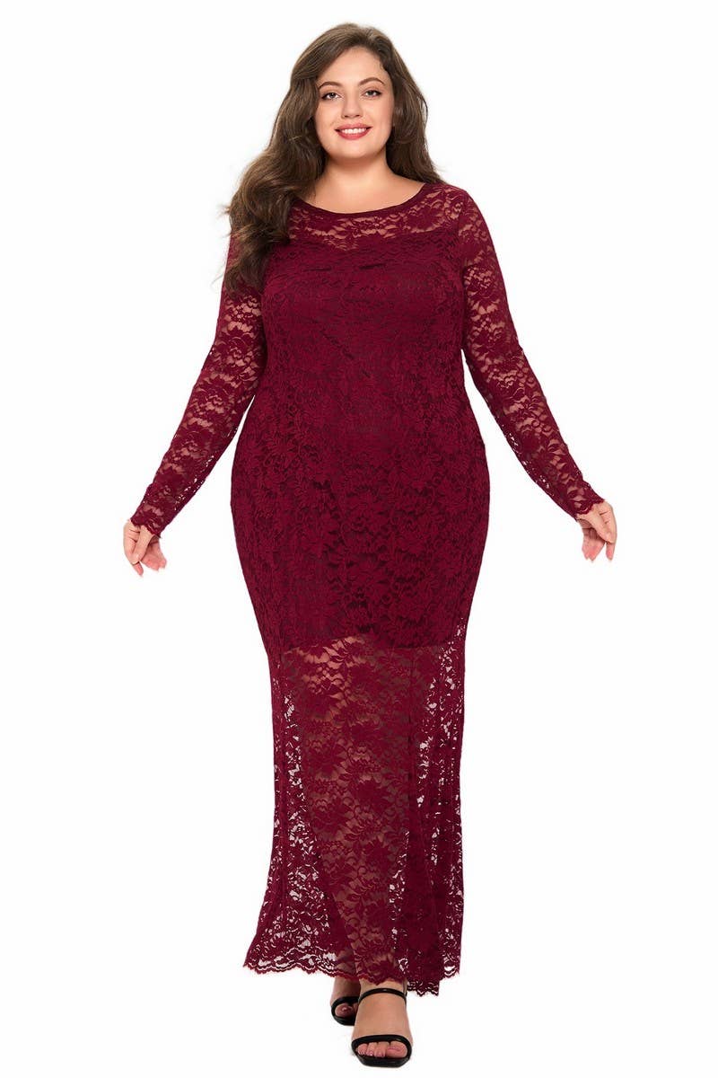 CWDMD3233_PLUS SIZE LACE MERMAID EVENING GOWN DRESS