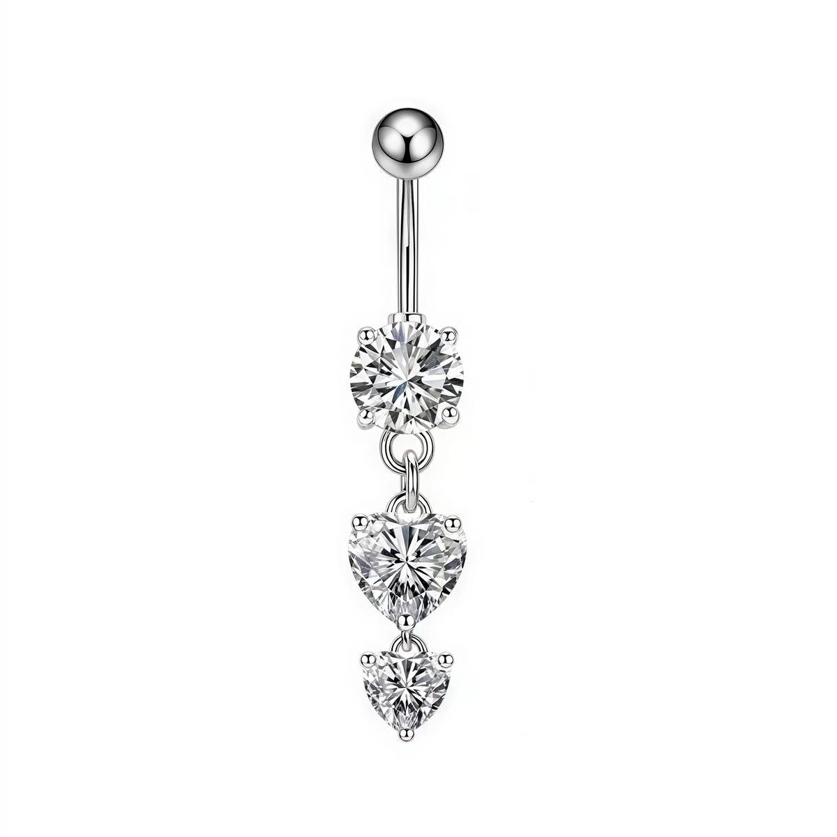Heart & Butterfly CZ Belly Ring ? Body Jewelry
