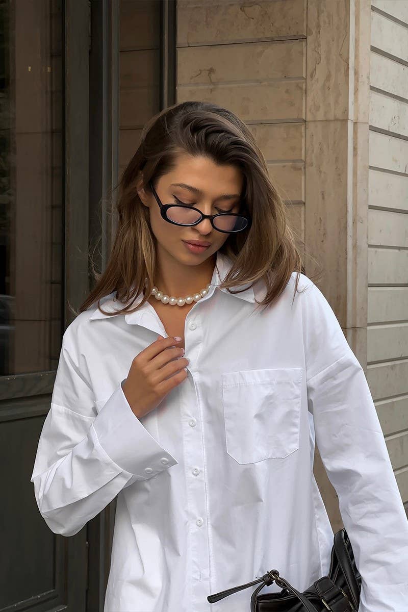 CWTBLL3815_COTTON WHITE COLLAR LONG SLEEVE SHIRT