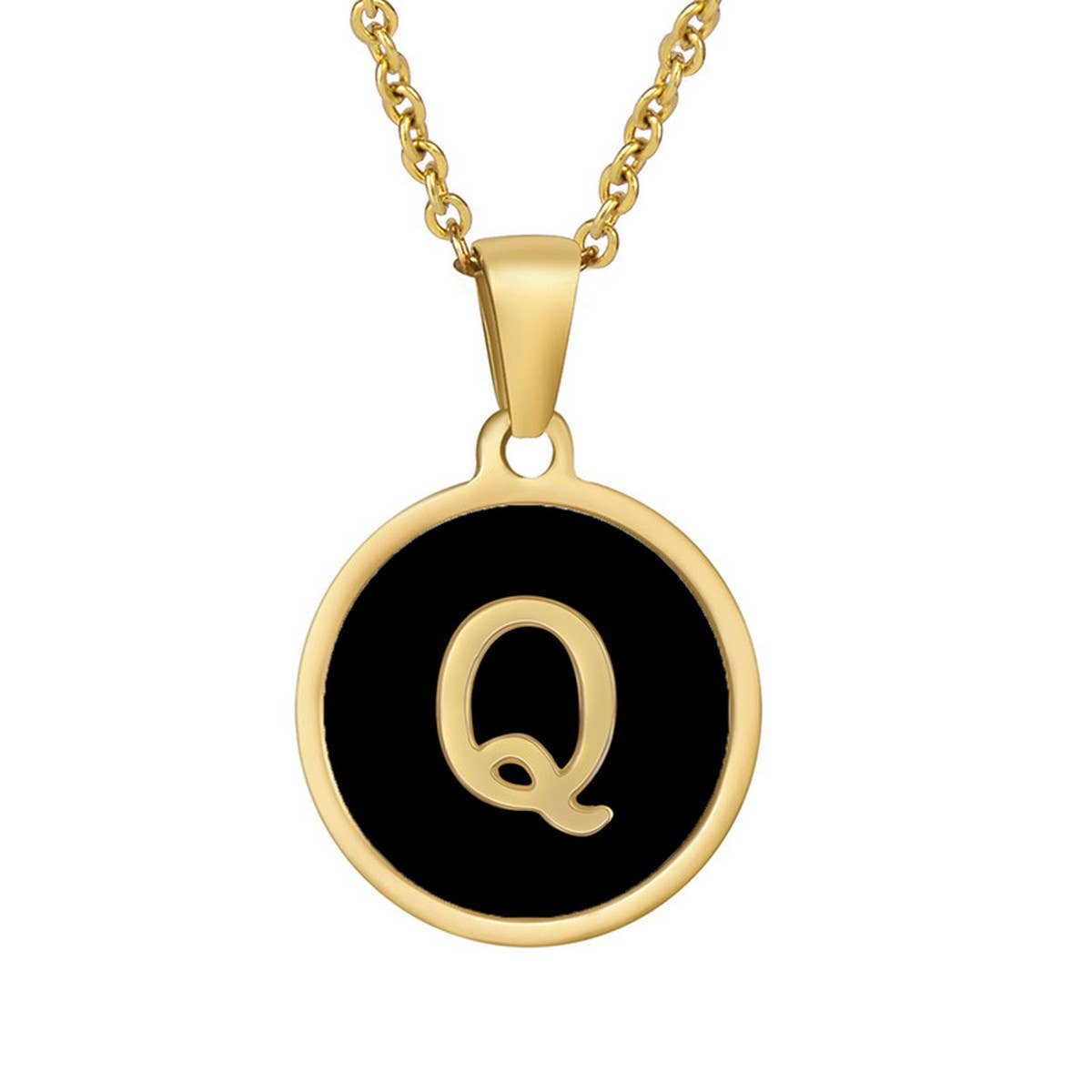 CIRCULAR SHELL ENGLISH LETTER PENDANT NECKLACE