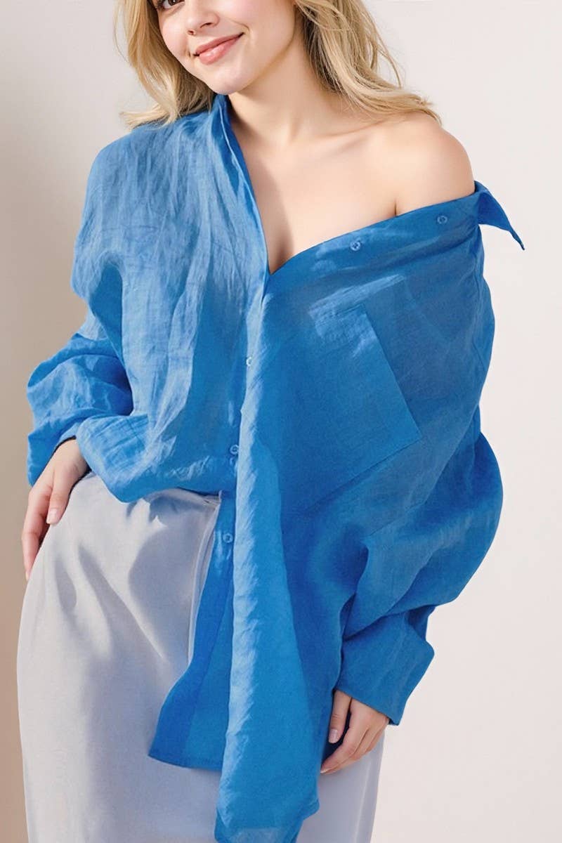 CWTBLL554_SEMI-TRANSPARENT LONG-SLEEVED TENCEL SHIRT