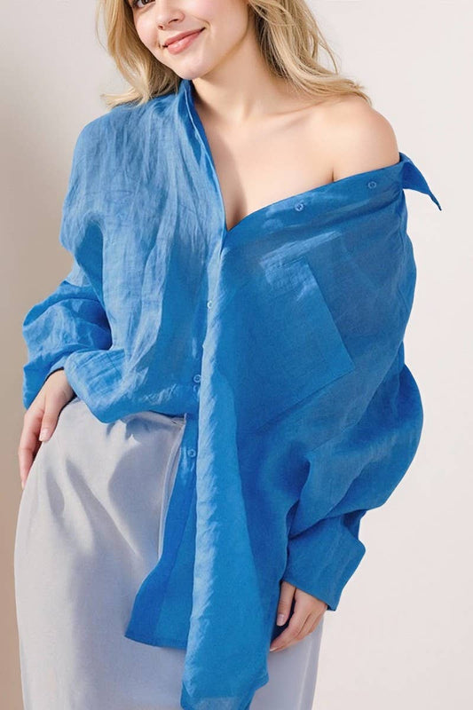 CWTBLL554_SEMI-TRANSPARENT LONG-SLEEVED TENCEL SHIRT