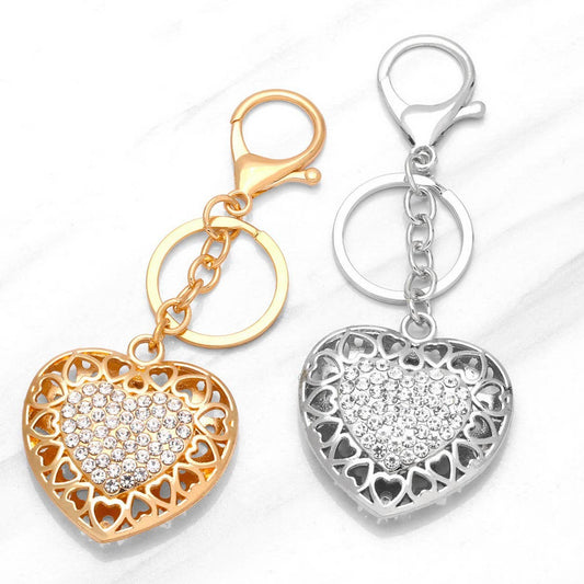 HEART SHAPED DIAMOND KEYCHAIN SPARKLES WITH LIGHT