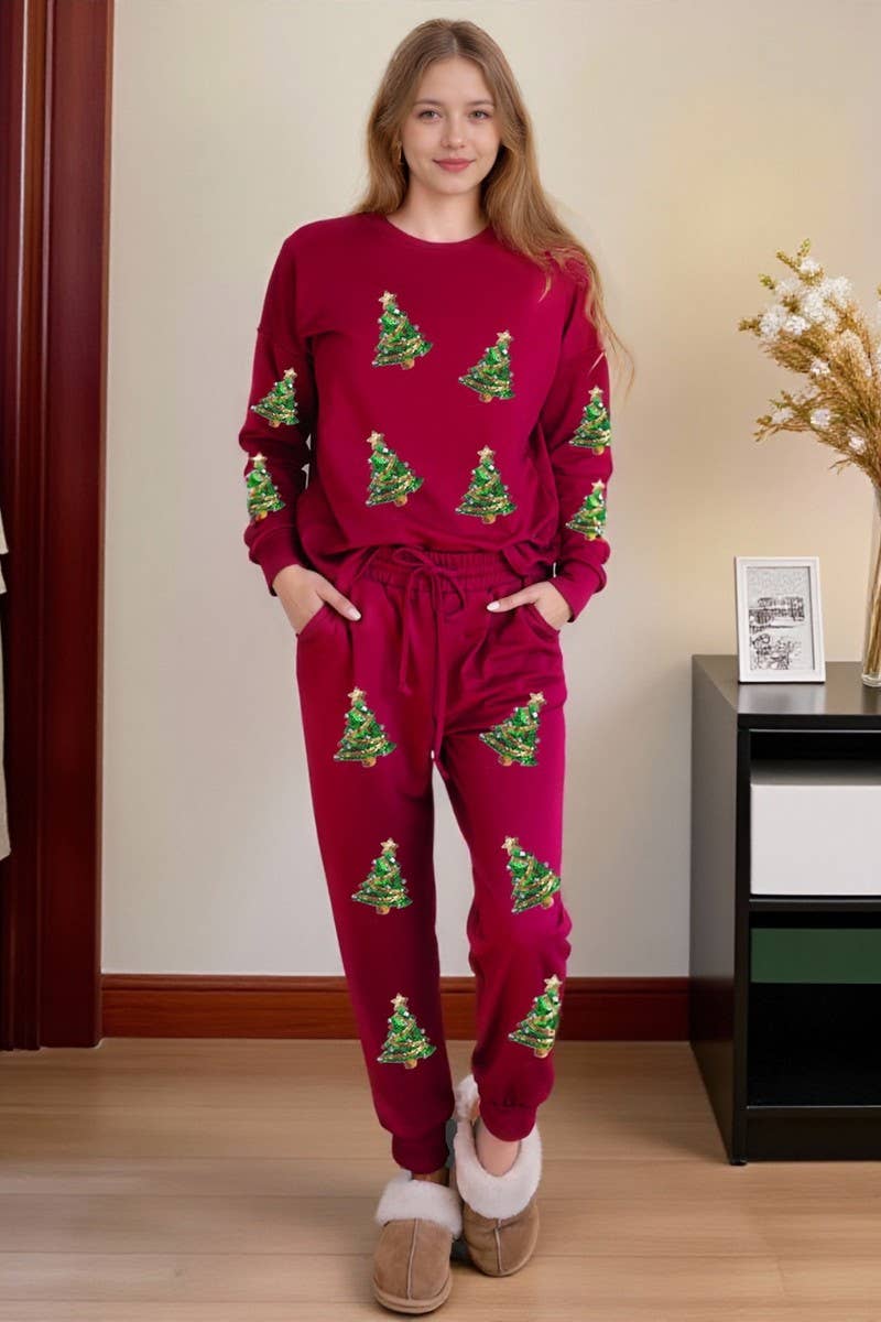 CWSTB00494_CHRISTMAS SEQUINED LONG SLEEVE PANTS SET