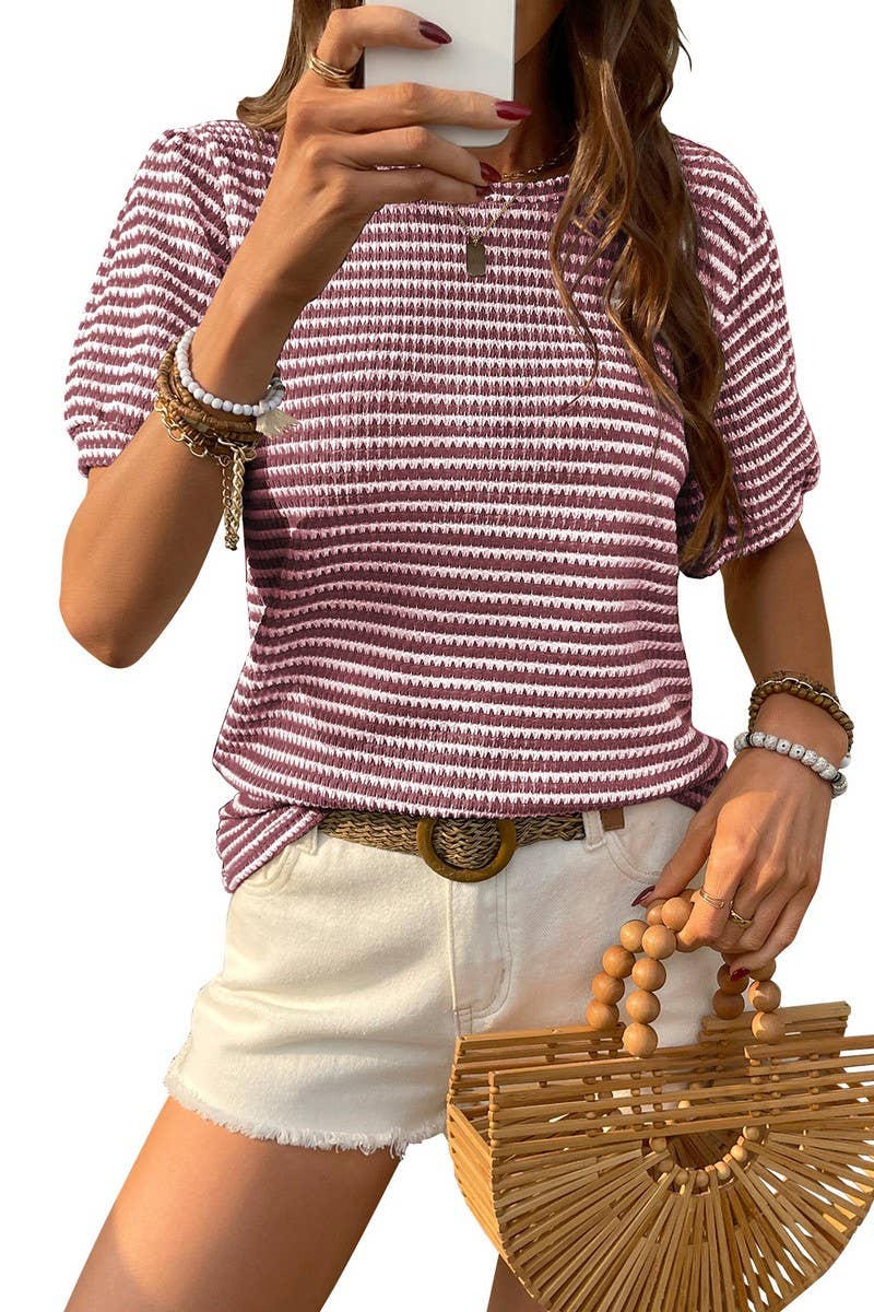 CWTTS1360_SUMMER WOMEN'S CASUAL PUFF SLEEVE TOPS