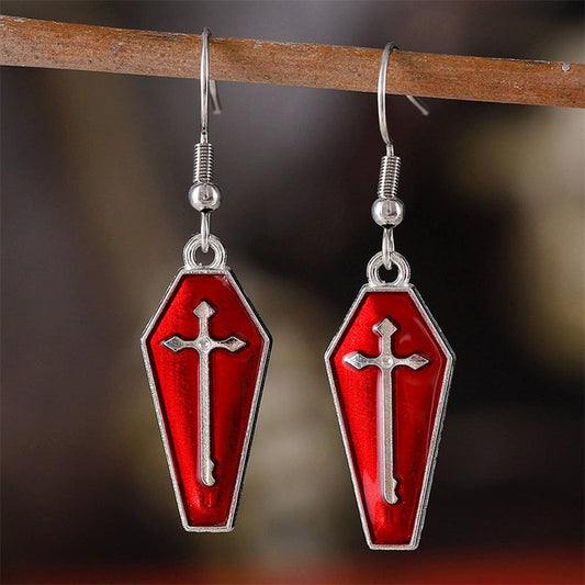 HALLOWEEN VINTAGE CROSS SKULL EARRINGS