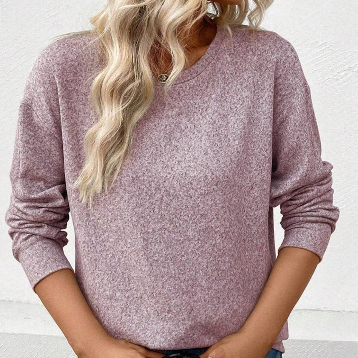 CASUAL LOOSE SOLID COLOR CREW NECK SWEATER