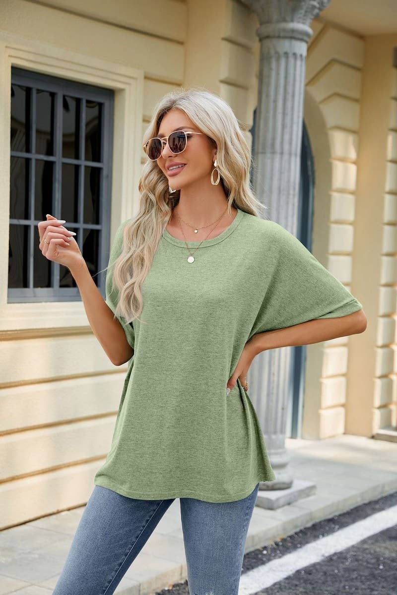 CWTTS0816_Round Neck Short Sleeve Knit Top