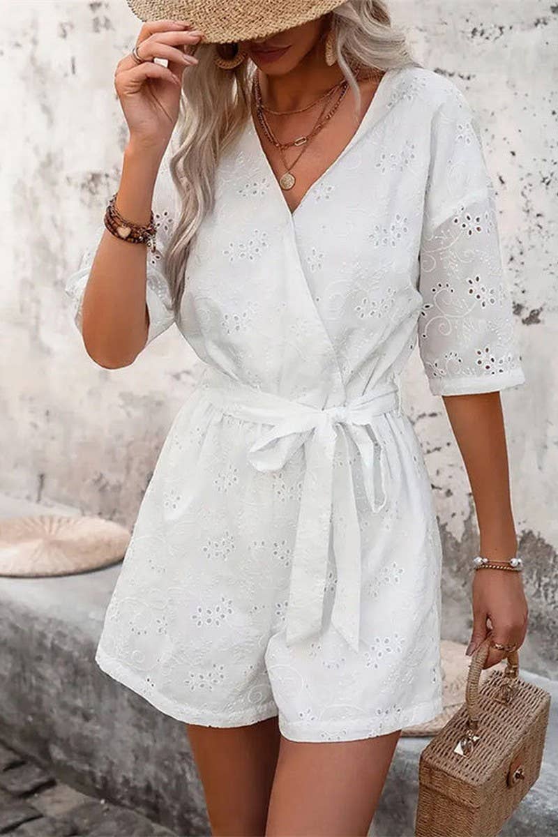 CWSBSS0060_HOLLOW WAIST SOLID COLOR CASUAL JUMPSUIT