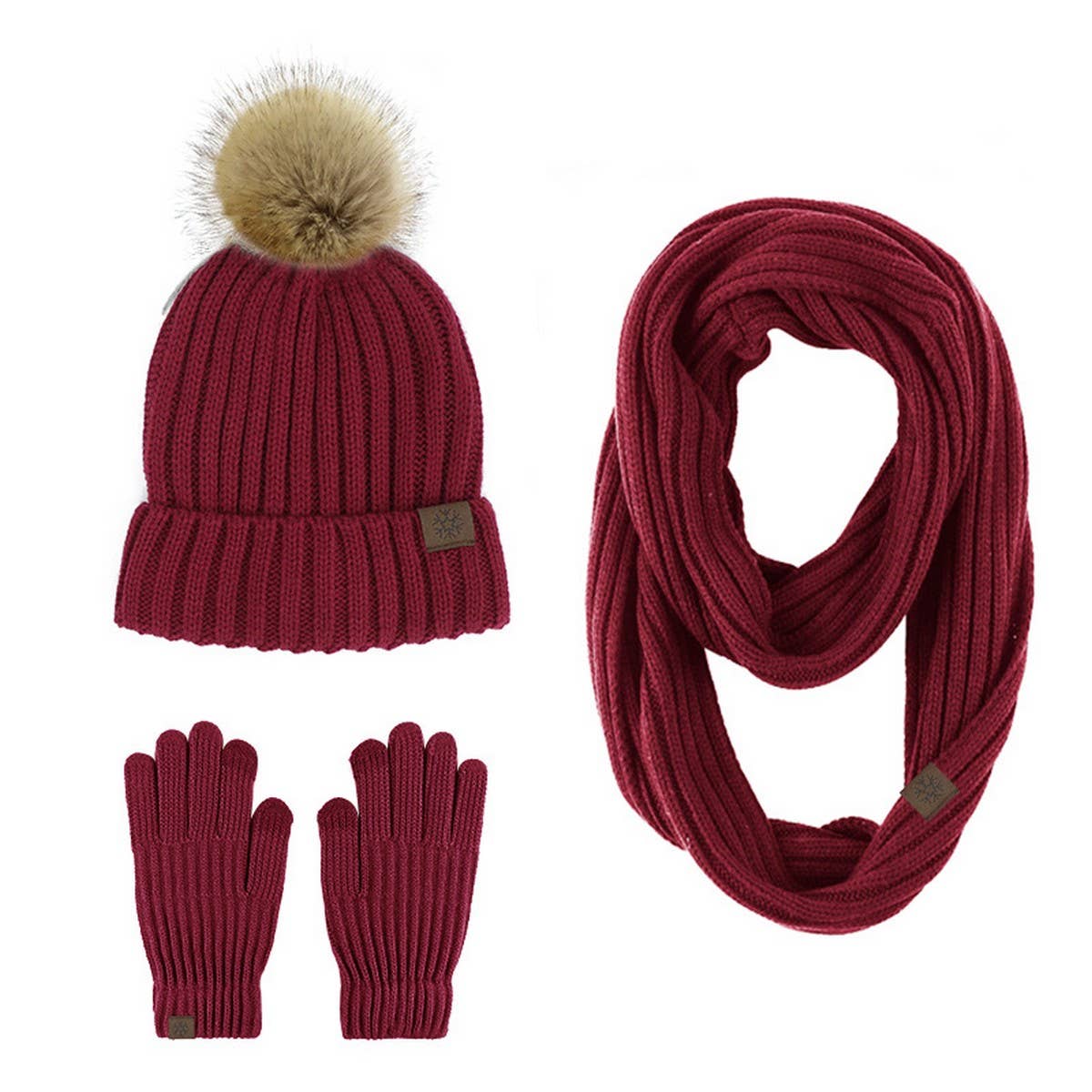 WINTER ADULT OUTDOOR WARM KNITTED SCARF SUIT WOMEN