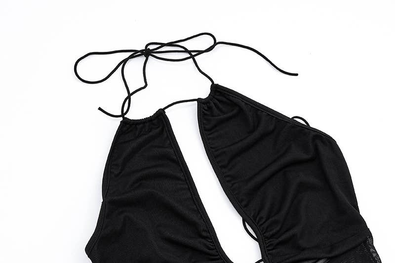 Backless, off-the-neck, hollowed-out jumpsuit