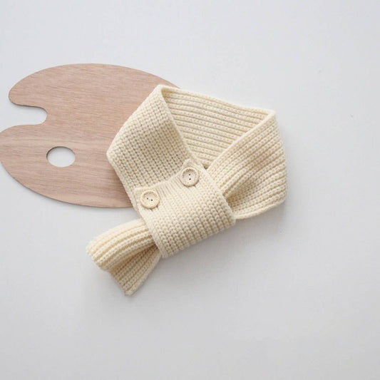Cute Button Knit Scarf ? Cozy Neck Warmer for Kids