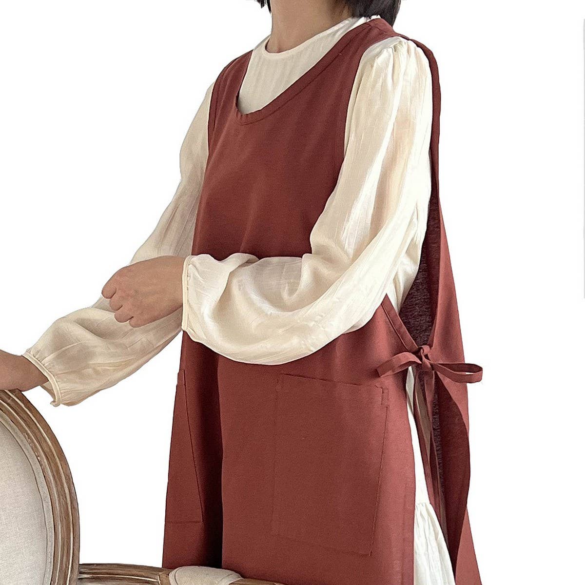 Waistband Cotton linen Aprons with pockets