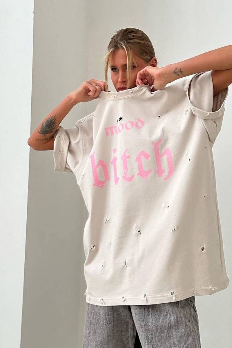 CWTTS1275_DISTRESSED LETTER PRINT SHORT-SLEEVED T-SHIRT