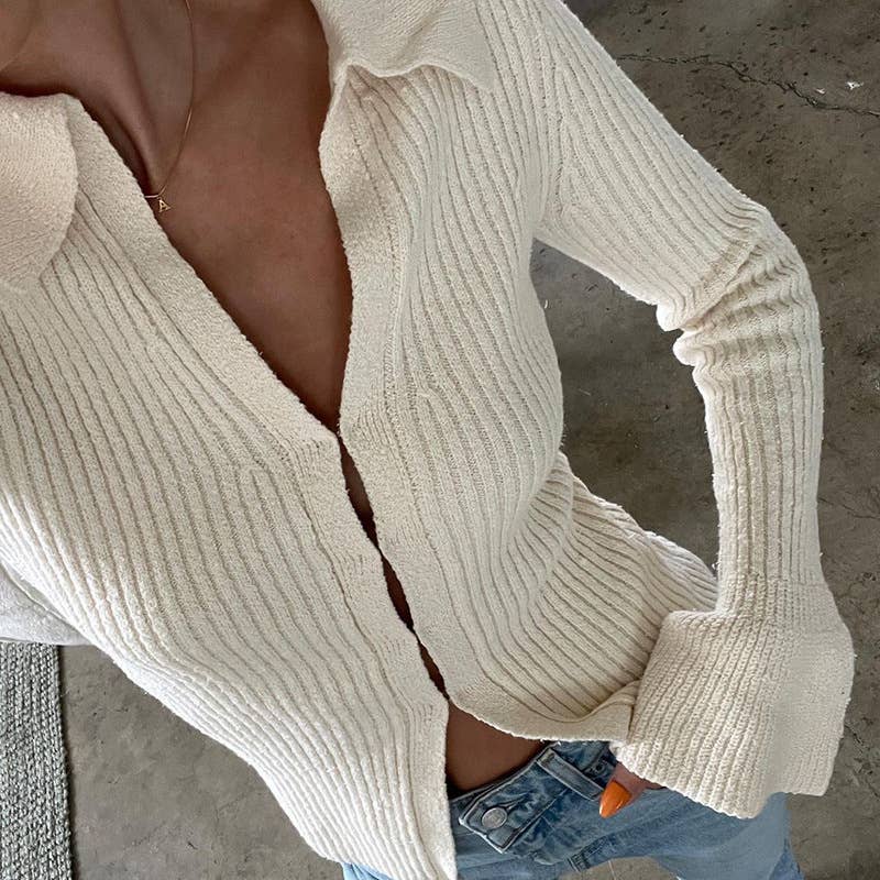 Casual street Y2K flared sleeve knitted top