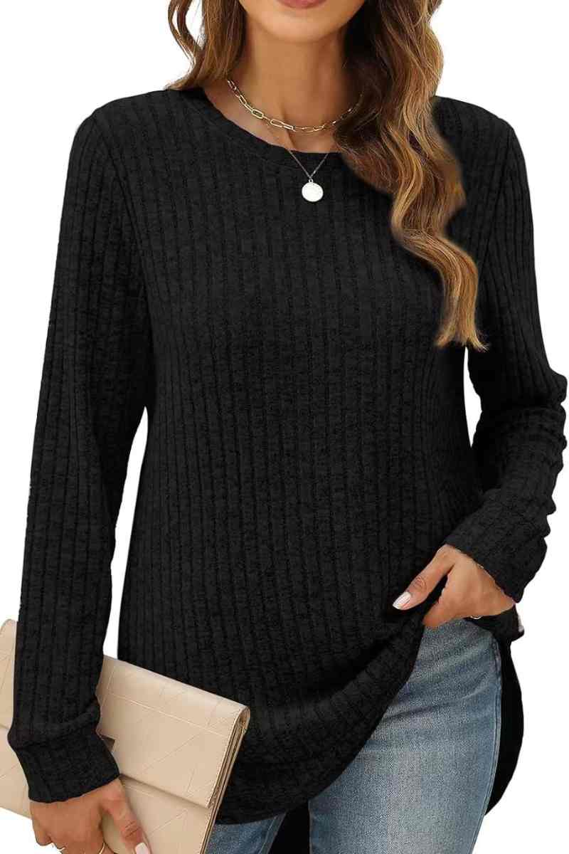 CWOSWL6553_CREW-NECK WOOLEN LONG-SLEEVED SWEATER