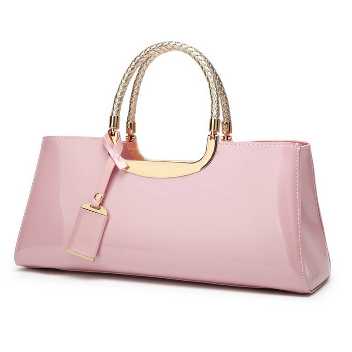FASHIONABLE EVENING GLOSSY PATENT LEATHER TOTE_CWAB2635