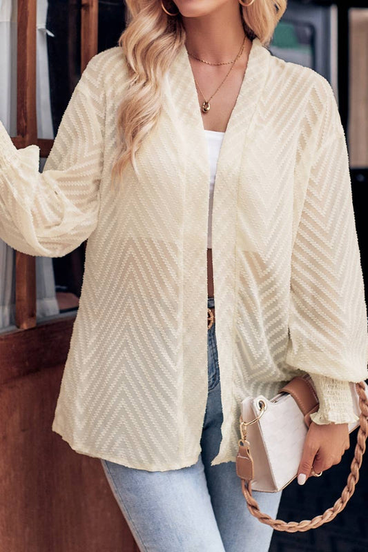 CWOCO1085_CASUAL SOLID COLOR LONG SLEEVE JACQUARD COAT