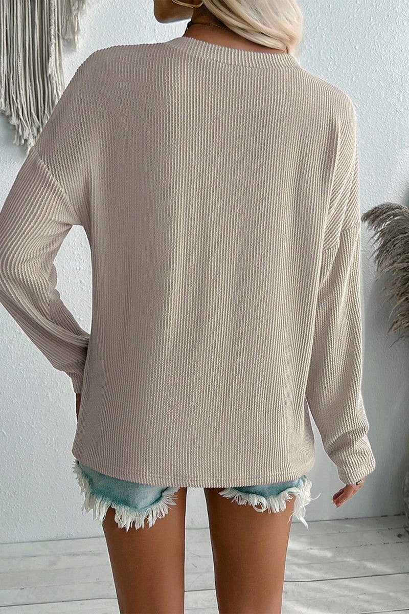 CWTBLL1651_CASUAL V-NECK POCKET LONG-SLEEVED SWEATER
