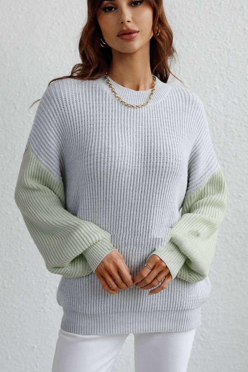 CWOSWL1400_Crew Neck Pullover Casual Sweater