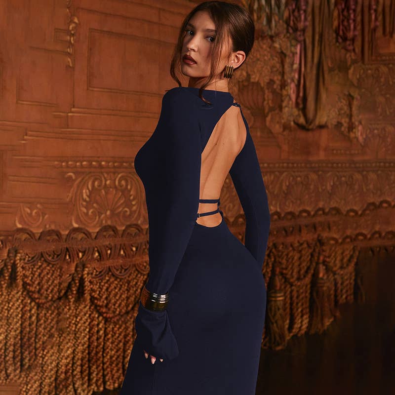 FASHION ETHOS ELEGANT BACKLESS SLIM-FIT DRESS