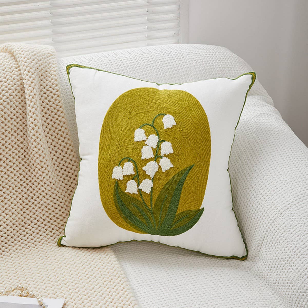 Tulip Embroidered Cute Pillow Cover for Bed & Sofa