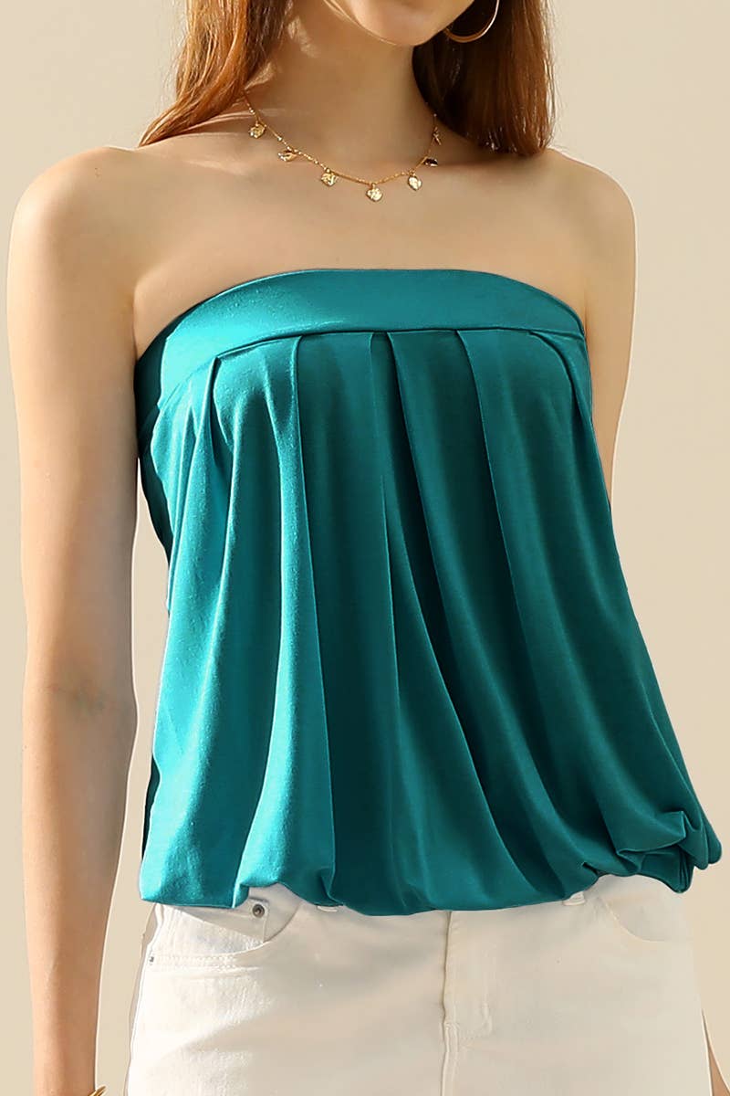 AWTTSL130_Basic Sleeveless Pleated Tube Top